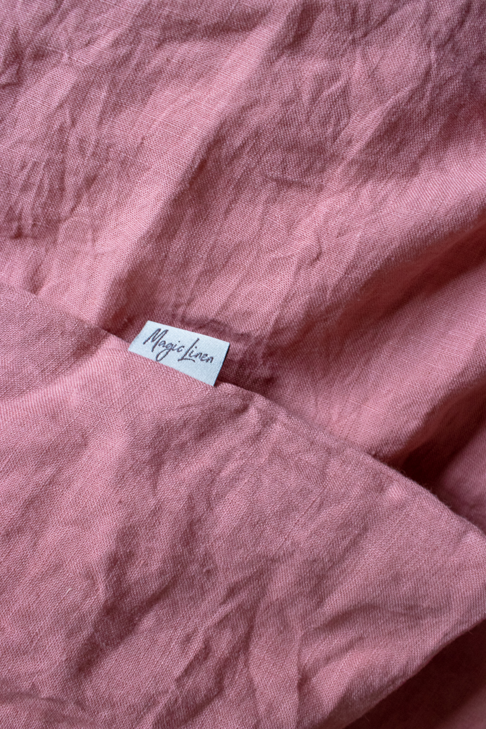 pink linen bedding
