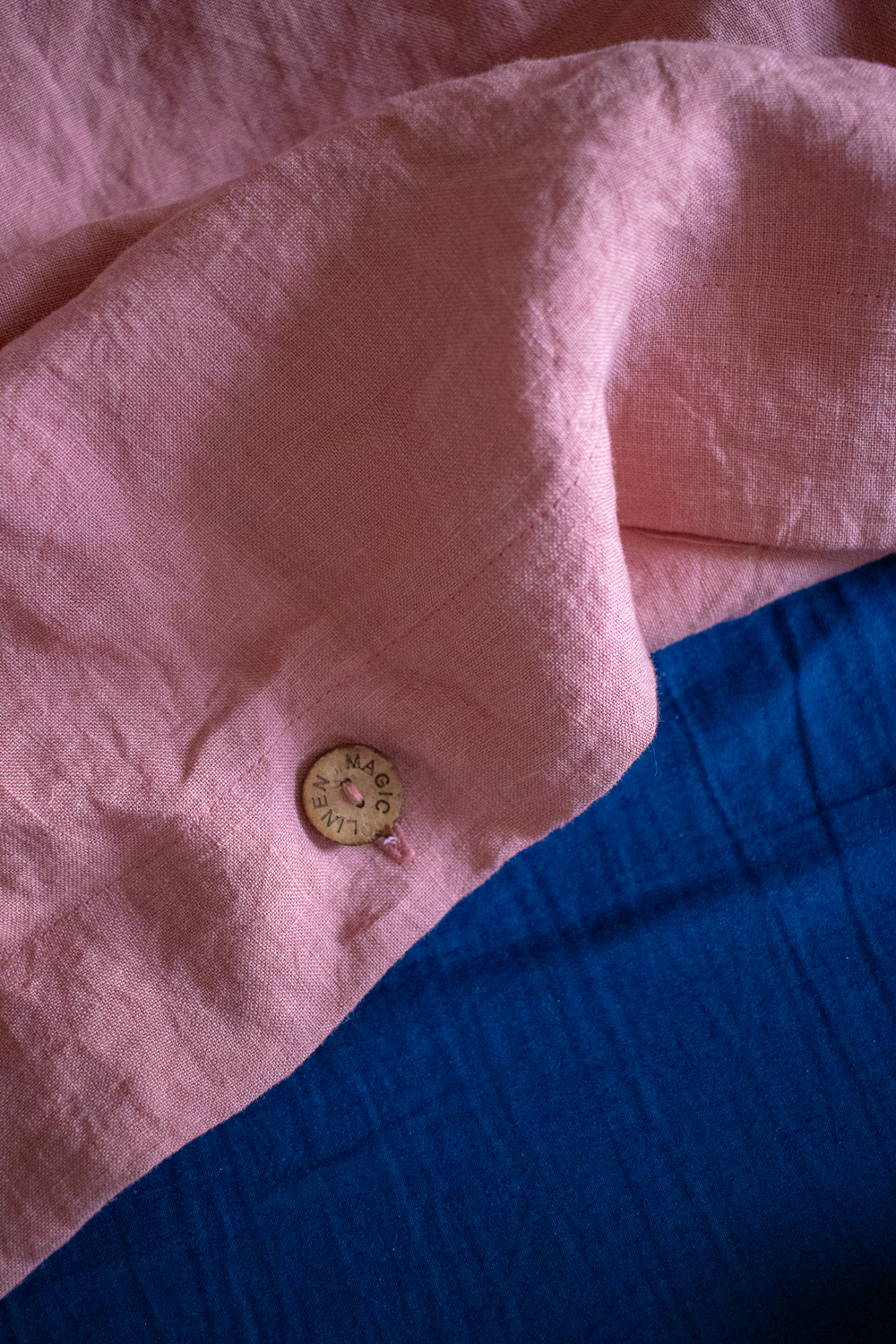 pink linen bedding